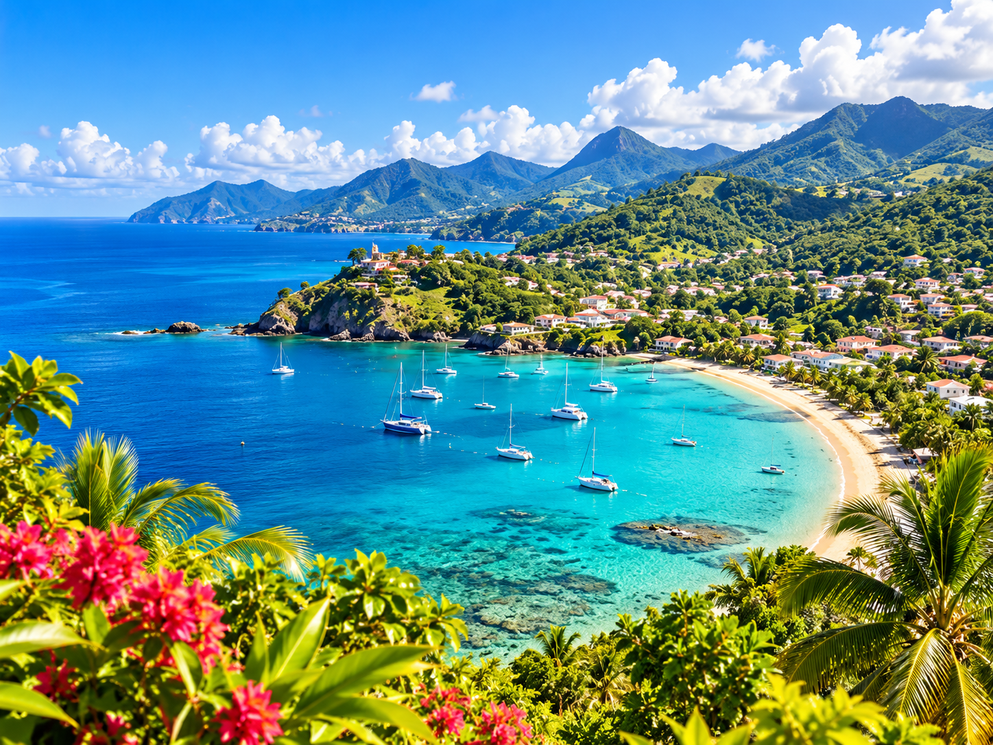 Paysage tropical et baie de Guadeloupe